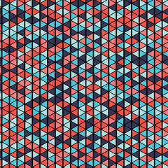 Seamless pattern with triangle decoranive art print. Polygonal rainbow mosaic background. Abstract vector illustration. Triangular graphic Simple pattern geometric design for fabric, wallpaper.