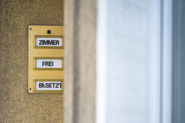 Klingelschild Zimmer frei besetzt