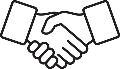 Fototapeta premium Minimalist vector illustration of two hands shaking, handshake icon, business cooperation symbol, isolated on white