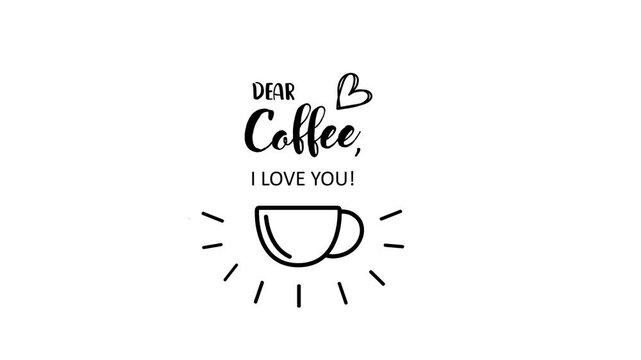 Dear coffee i love, icon, vector.