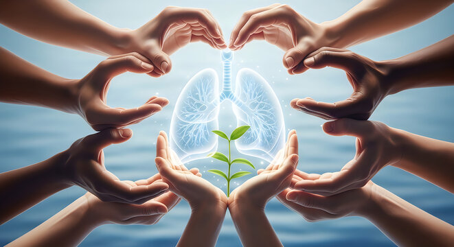 World environment day hands protecting a sapling growing inside a plastic bottle