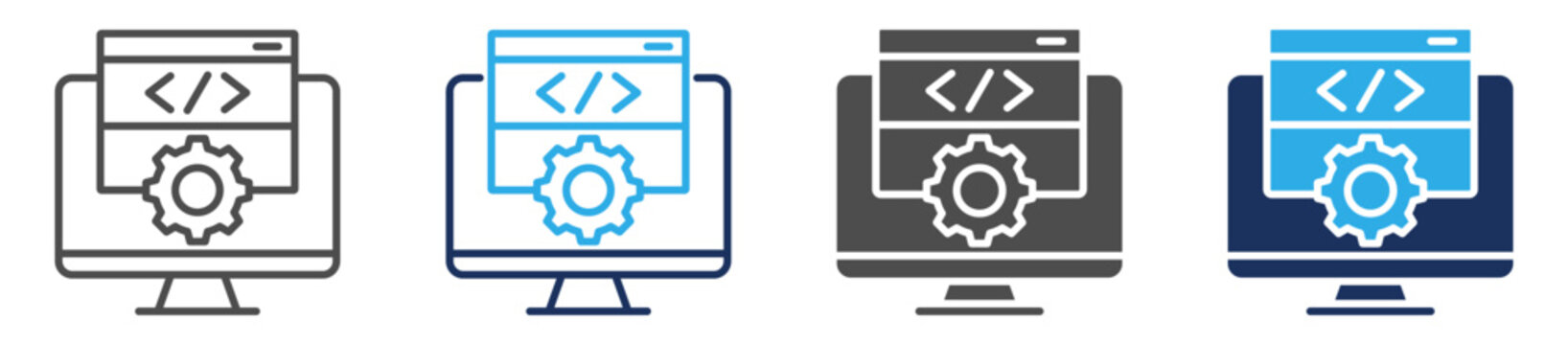programming language icon set multi concept