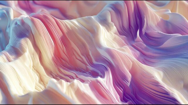 Abstract flowing pastel waves with soft pink, purple, and cream colors creating a serene and textured surface.