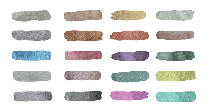 Trait coup de pinceau rectangle &eacute;tiquette color&eacute; aquarelle multicolore effet m&eacute;tallis&eacute;