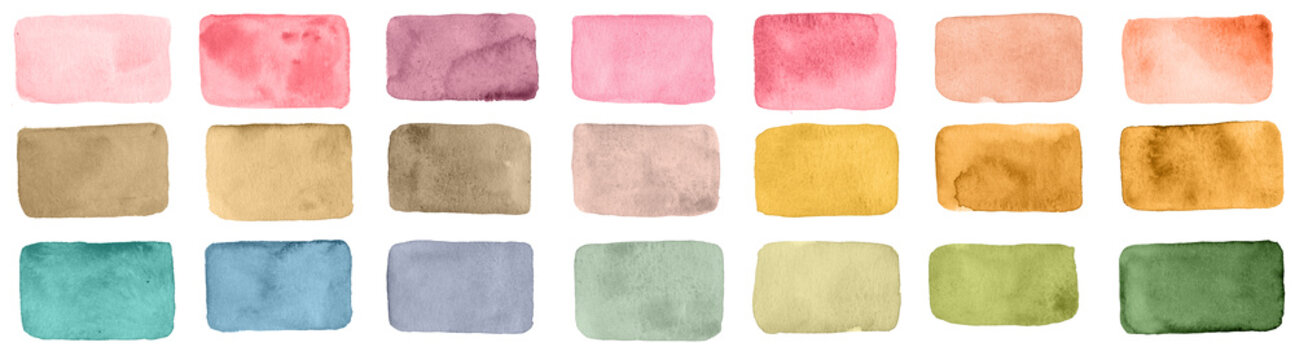 Rectangle &eacute;tiquette aquarelle multicolore th&egrave;me automne texture