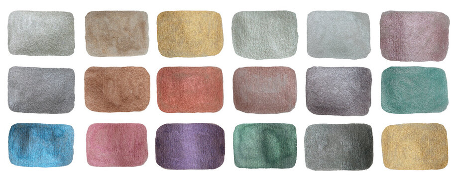Rectangle &eacute;tiquette color&eacute; aquarelle multicolore effet m&eacute;tallis&eacute;