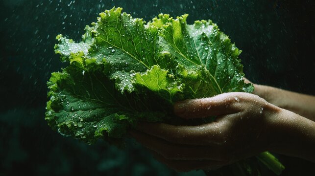 Careful scientific analysis conducted to ensure kale freshness and quality. Comprehensive assessment of kale to verify its nutritional value and overall condition across scientific standards