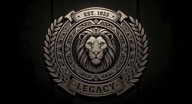 Bold Regal Emblem with Lion Crest and Legacy Banner