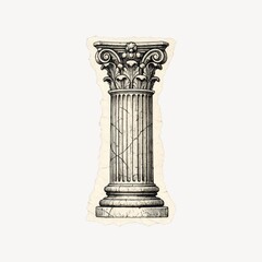Fototapeta premium Classical column vintage illustration