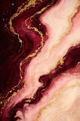Obraz premium Abstract maroon gold swirls