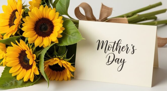 Beautiful sunflowers and a 'mother's day' card perfect gift ideas