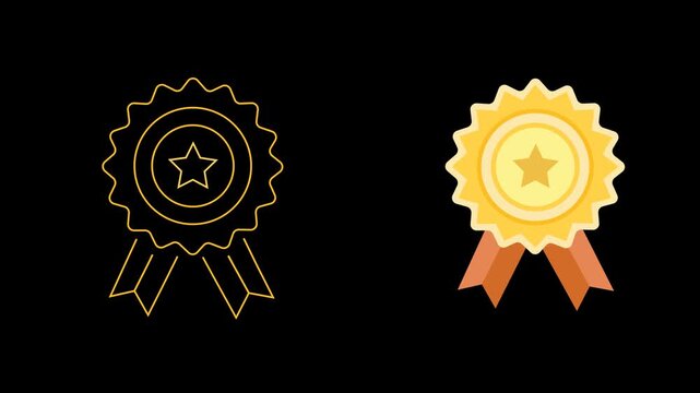 Achievement award clip art. Certificate badge icon. Achievement badge. Profile verification. Approved or certified medal. 2D motion graphics in 4K resolution with alpha channel.