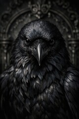Fototapeta premium Majestic raven with intricate background.