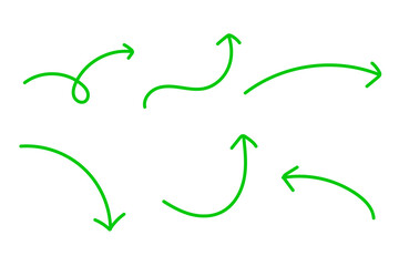 手描き風カーブ矢印セット シンプルな方向指示ラインアイコン素材集 © fii