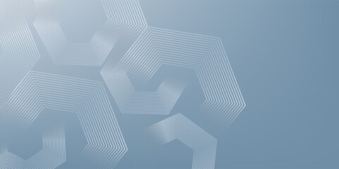 Fototapeta premium Abstract hexagon lines on gray background. Geometric stripe line art design for poster, brochure, cover, eps10