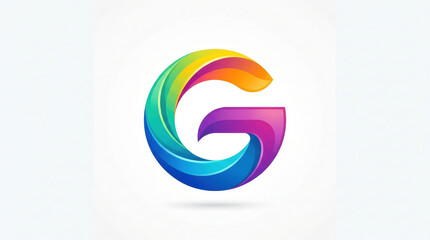 Fototapeta premium Modern 3D Rainbow Gradient Letter G Logo with Overlapping Ribbon Segments on White Background