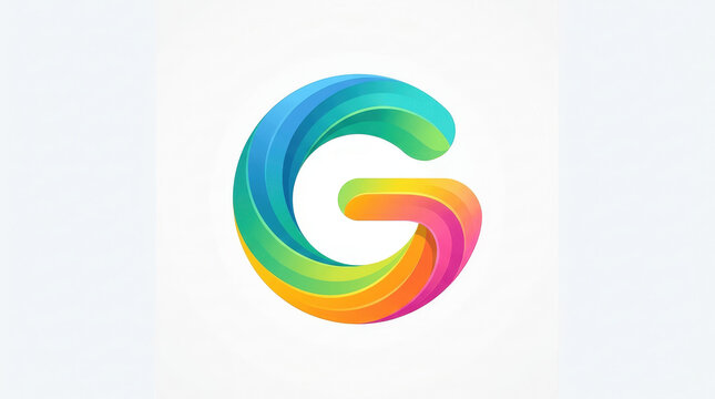 Modern 3D Rainbow Gradient Letter G Logo with Spiraling Ribbon Segments on White Background