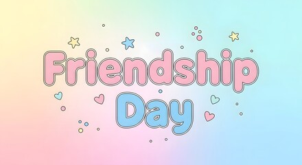 Fototapeta premium Colorful illustration displaying the words friendship day with decorative elements