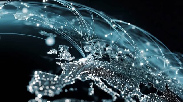 A captivating digital representation of Europe showcasing interconnected networks