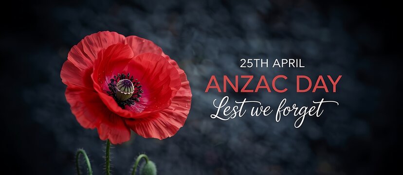 Vibrant red poppy flower for anzac day celebration on april 25th