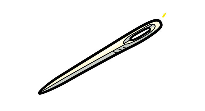 Needle with a yellow thread in minimalist illustration style  