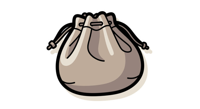 Drawstring pouch bag in neutral color with adjustable strings  