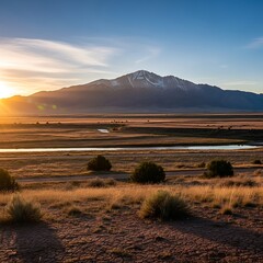Obraz premium Mountain Valley Sunset. (4)