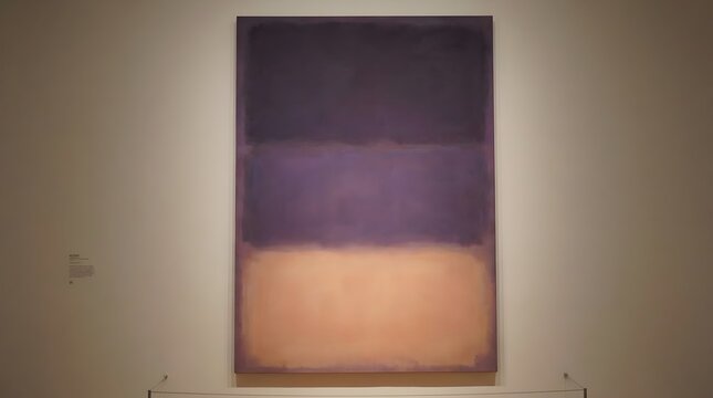 Immense color field painting with subtle gradient from deep violet to warm peach, Rothko inspired
