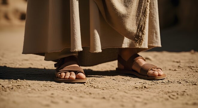 Holy week christianity a depiction of jesus's feet walking on earth during passiontide
