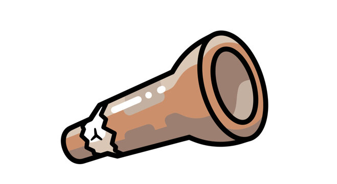 Broken clay pottery piece in hand-drawn style with earthy tones  