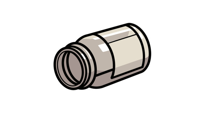 Glass jar with lid in simple flat design on white background  