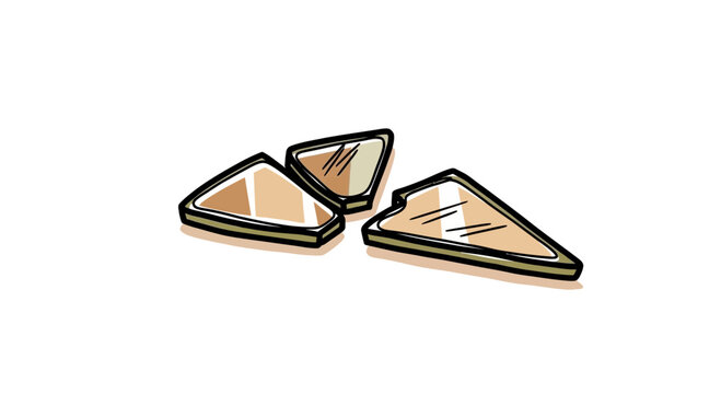 Slices of cheese on white background in minimalistic style  