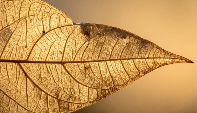 Dried Leaf Closeup with Veins and Texture.