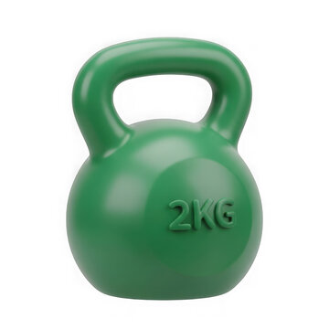 A green 2kg kettlebell for weight training