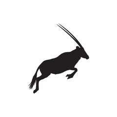 Fototapeta premium Black silhouette of a person running with a briefcase against white background minimalist motion
