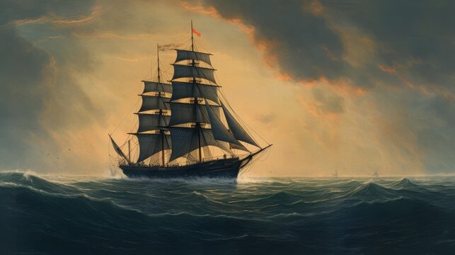 The Mary Celeste on open sea