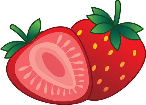 Cute strawberry illustration in flat style.