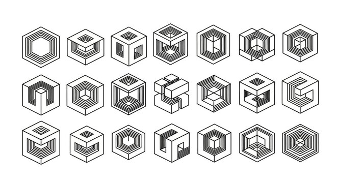 Abstract geometric cube shapes in a grid pattern.