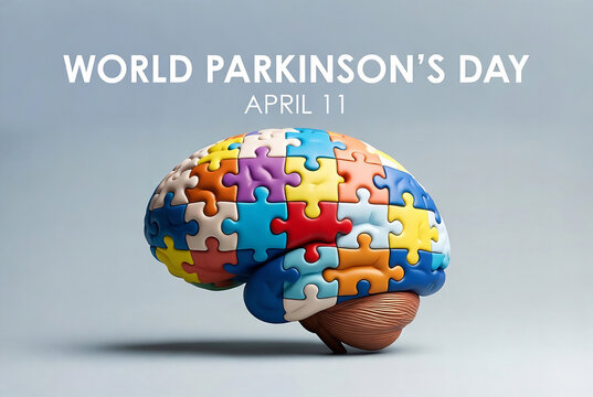A brain composed of jigsaw puzzle pieces is displayed on World Parkinson&rsquo;s Day, April 11.