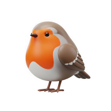 A cartoon robin with orange and brown feathers
