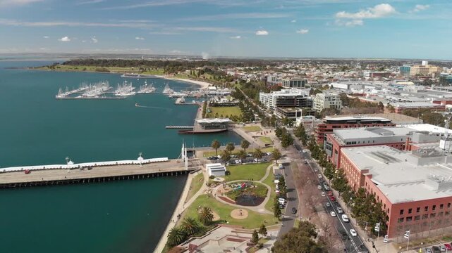 Geelong, Australia. Cityscape and coastline view from drone