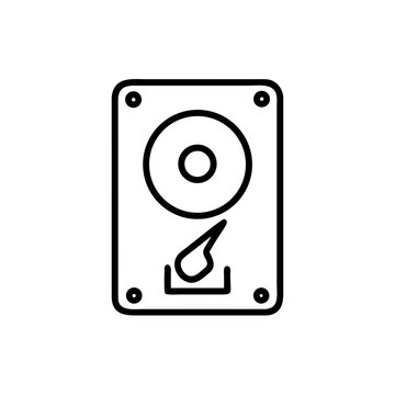 A minimalist vector graphic illustration of a hard drive with an eject button