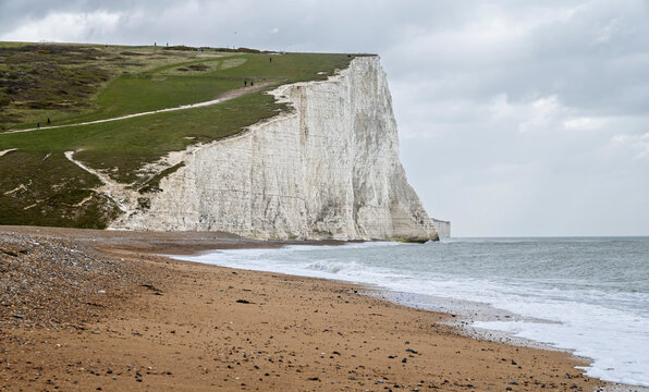 Seven Sisters chalk cliffs and south downs footpath from Cuckmere Haven, East Sussex, UK on 30 March 2026