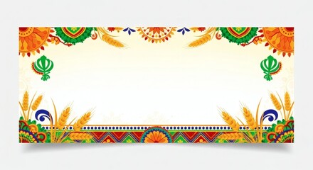 Naklejka premium Colorful Indian Festival Border with Mandalas and Bunting