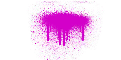 Vibrant magenta spray paint mark with textured splatter patterns and distinct dripping paint streaks © designershammi99