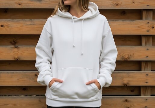 A pixelated character wearing a white hoodie in a blocky environment