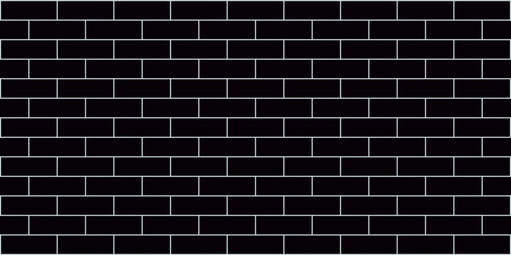 black brick wall texture, seamless cladding pattern for interior decoration, kitchen backsplash, plastic panel, building outdoor design. Abstract minimal background, vector eps 10