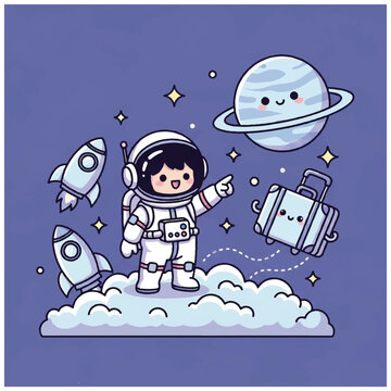 Astronaut in Space with Suit.