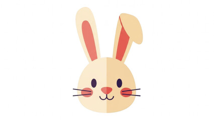 Fototapeta premium Cute Cartoon Bunny Face Smiling On Black Background For Easter Greeting Cards