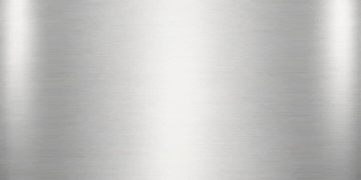 Polished silver brushed metal texture background with a stainless steel surface pattern on a shiny industrial aluminum plate sheet